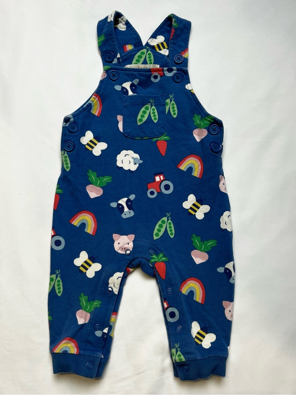 Baby Boden Farm Animal Rainbow Overalls 6-9M